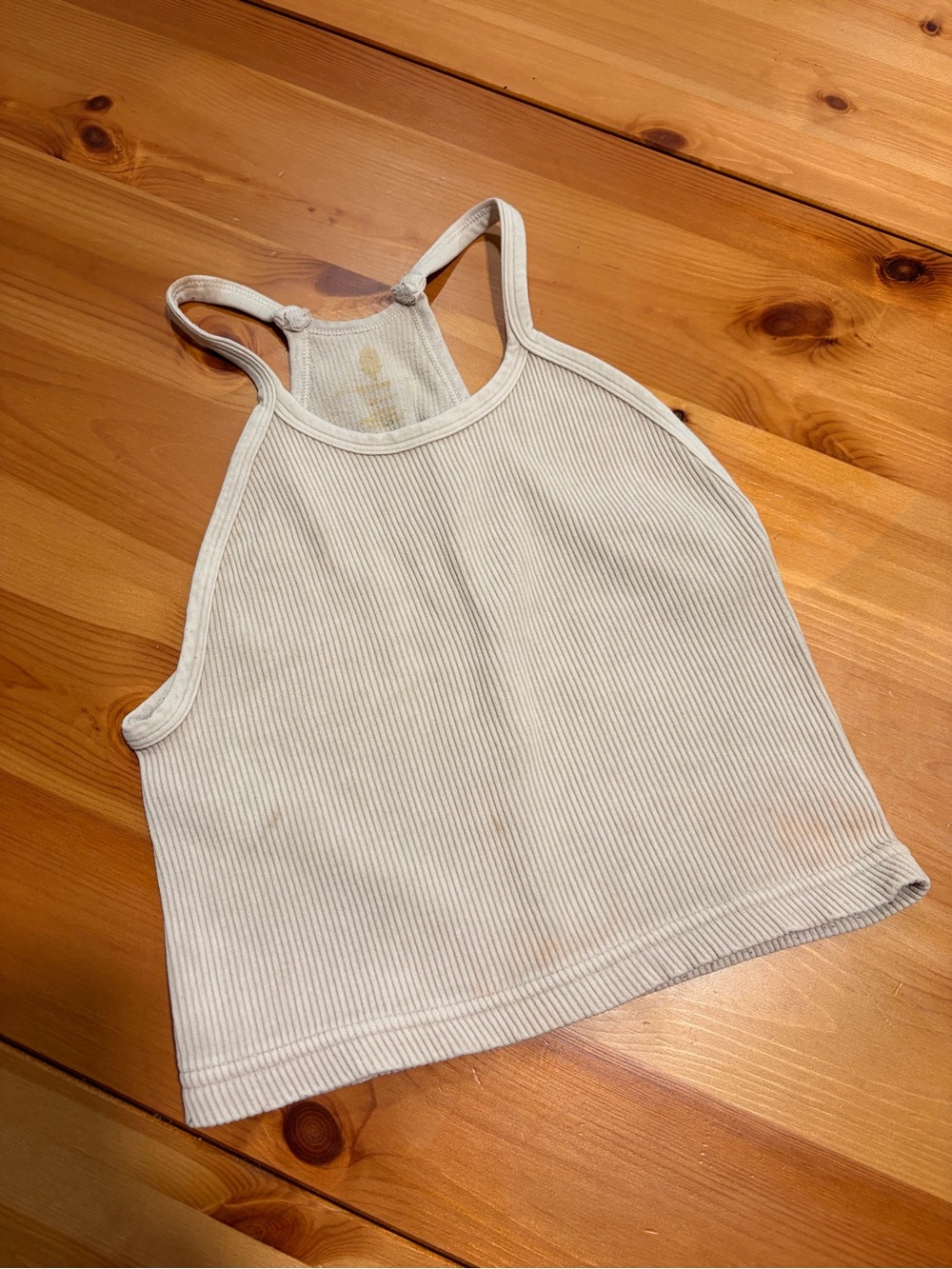 Free People Happiness Runs Ribbed Cropped Tank Top - Light Cream Beige - Picture 2 of 9